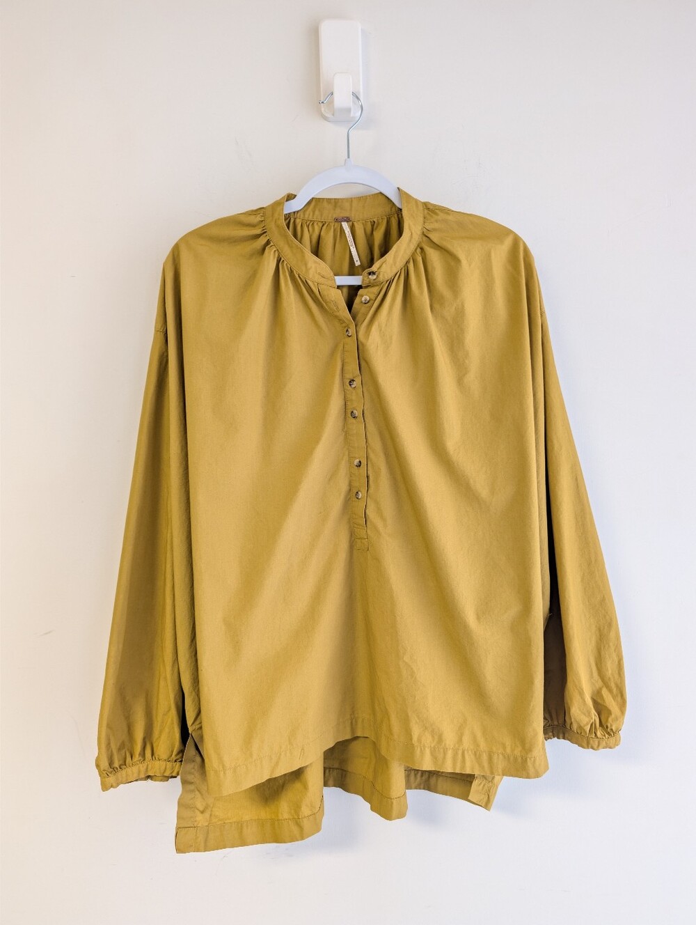 Free People Hey baby Blouse Mustard Button Henley Top